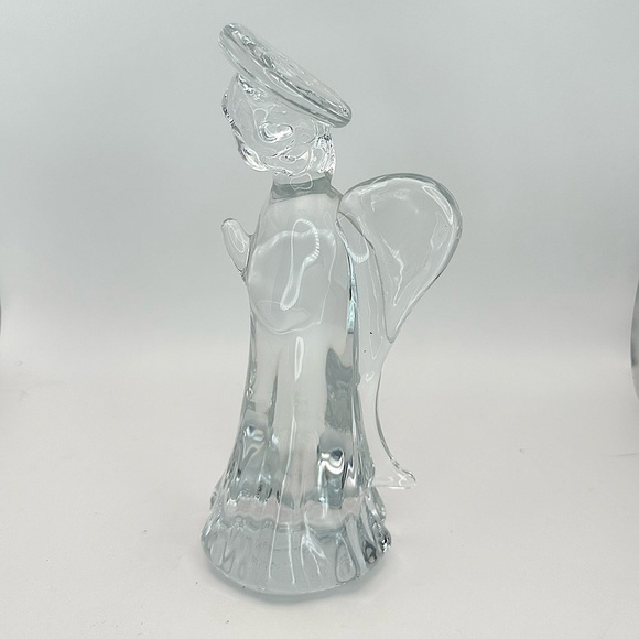 Vintage 60sFM Ronneby Sweden Handmade Art Glass Praying Angel Halo FIGURINE MCM